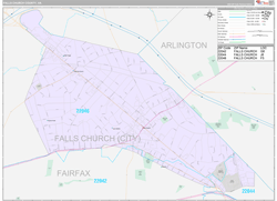 Falls ChurchCounty, VA Wall Map Premium Style 2024